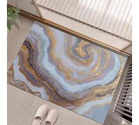 Washable Door Mats Indoor & Outdoor - Non-Slippery Heavy Duty Front Door Mat - Luxurious Marble Texture Dust Grabbing Doormats - Abstract Fluid Art Absorbent Entrance Mat (Golden White, 50 X 80 cm)