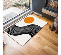 Washable Door Mats Indoor & Outdoor - Non-Slippery Heavy Duty Lines And The Sun Front Door Mat - Dust Grabbing Modern Minimalist Abstract Doormats - Super Entrance Mat (Black And White, 40 x 60 cm)