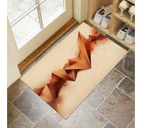 Washable Door Mats Indoor & Outdoor - Non-Slippery Heavy Duty Origami Triangle Front Door Mat - Dust Grabbing Abstract Geometry Doormats - Super Absorbent Entrance Mat (Brown, 60 x 120 cm)
