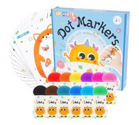 Washable Dot Markers for Toddlers, Bingo Dabbers, 12 Colors Bingo Pens and Dabbers with 12 Cardboards, Fun Kid Dot Paint Marker Toddler Bingo Dot Art Supplies Kit for Preschool Learning and Playing