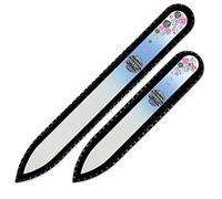 Washable Double Sided nail file - Mont Bleu Set of 2 Crystal Nail Files hand decorated with crystals from Swarovski® - Handmade - Czech Tempered Glass - Best Nail Care