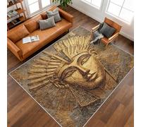 Washable Egyptian Pharaoh Door Mats Indoor 60x90 cm, Ancient Egypt Rugs Bedroom & Kitchen & Entryway, Non Slip Low Pile Small Rugs, Home Decor Patterned Entrance Mat P-&122