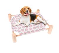 Washable Elevated Cot - Wooden Pet Bed, Breathable Sleeping Mat, Removable Indoor Furniture | Comfortable Resting platformm For Cats Dogs Home Patio Balcony Garden Camping Travel Lounging Relaxation