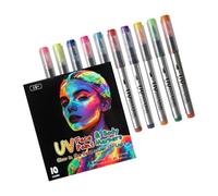 Washable Face and Body Paint Pens, 10 Color Glow Marker Set for Temporary Body Art, Music Festivals and Holiday Party Makeup Looks Blacklight Paint Pens Art Glow Face Party Makeup Markers Festival