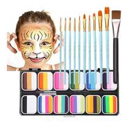 Washable Faces Paint Kit - Stylish Functional Portable Compact 12 Colors Professional Painting, Ergonomic, Durable, Versatile, Rainbow Makeup Boy , Girl Women | Boy, Girl, Women Sleek