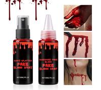 Washable Fake Blood | Halloween Blood Dropper Spray Bottle - Plasma Body Paint for Mouth Zombie Photoshoot Men Women Adults Stage Theater School Plays Cosplay Haunted Houses