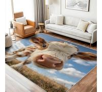 Washable Fun Cow Small Rugs for Bedroom, Entryway, Mats and Rugs, Animal Funny Photo Bedroom Decor Area Rug, Non Slip Low Pile Soft Indoor Door Mat, 80 x 150 cm