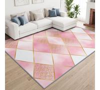 Washable Geometric Diamond Pattern Area Rug 120 x 170 cm Living Room | Soft Non-Slip Minimalist Squares Gold Dust Bedroom Rug for Kids Nursery Playroom, Low-pile Pet Friendly Floor Carpet