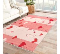 Washable Girls' Heart Small Rugs for Bedroom, Entryway, Mats and Rugs, Cute Pink Graffiti Bedroom Decor Area Rug, Non Slip Low Pile Soft Indoor Door Mat, 100 x 150 cm