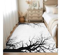 Washable Gothic Dead Tree Door Mats Indoor 50x80 cm, Black White Rugs Bedroom & Kitchen & Entryway, Non Slip Low Pile Small Rugs, Home Decor Patterned Entrance Mat P-&136