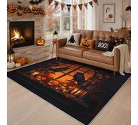 Washable Gothic Raven Rug, Room Decor 160x230cm | Halloween Maple Leaf Pumpkin Pattern Area Rugs, Non Slip Low Pile, Living Room, Bedroom, Kitchen P-&146