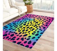 Washable Gradient Leopard Rugs for Living Room, Cheetah Colorful Fashion Cool Design Area Rug Bedroom Decor, Non Slip Low Pile Soft Floor Carpet, 140 x 200 cm