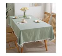 Washable Green Cotton Linen Tablecloth 140x200 cm - Stylish Rectangular Cover for Outdoor Picnics Parties Dining Al Fresco Easy Care Table Decor