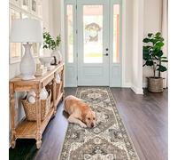 Washable Hallway 3x10 Runner Rug - Kitchen Runner Rug Stain Resistant Farmhouse Carpet Vintage Soft Indoor Entryway Rugs Non-Slip Rubber Backing Floor Mat for Bathroom Living Room Bedroom (Beige,3x10)