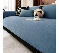 Washable Herringbone Sofa Cover for Dogs Non-Slip Sectional Protector L-Shaped Armrest Covers Grey Blue Double Seat Set (5pcs) - Durable Furniture Protector