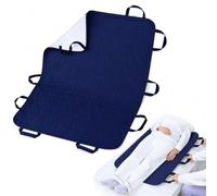 Washable Incontinence Bed Pad with 10 Handles for Elderly Care, Waterproof Patient Positioning Sheet for Turning and Lifting, 5-Layer 3D Breathable Mat for Seniors(5layers 6 Handles Navy blue90*120)
