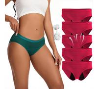 Washable Incontinence Pants Women, Everdrie Leakproof Ladies Underwear, Everdrie Panties for Women Over 60 Washable Reusable Cotton High Elasticity Panties (Red-5Pcs,S)