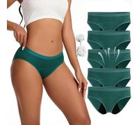 Washable Incontinence Pants Women, Everdrie Leakproof Ladies Underwear, Everdrie Panties for Women Over 60 Washable Reusable Cotton High Elasticity Panties (Green-5Pcs,XL)