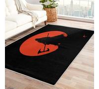 Washable Knight Death Small Rugs for Bedroom, Entryway, Mats and Rugs, Orange Moon Scythe Devil Bedroom Decor Area Rug, Non Slip Low Pile Soft Indoor Door Mat, 100 x 150 cm