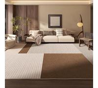 Washable Large Rugs for Living Room 200 x 250 cm, Non-Slip Soft Short Pile Carpet for Bedroom, Office, Dining Room, Kitchen Modern geometric patchwork brown
