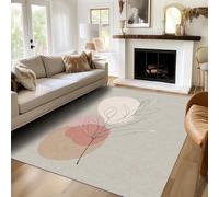 Washable Light Grey Rugs for Living Room, Branch Leaf Geometric Design Area Rug Bedroom Decor, Non Slip Low Pile Soft Floor Carpet, 160cm x 230cm