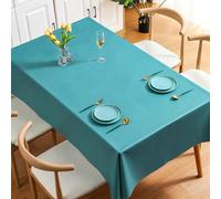 Washable Light Sea Green Tablecloth 55x35 Inch PVC Solid Color Table Cover for Dining Room Kitchen Party Events Easy Care Table Protection
