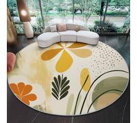 Washable Living Room Round Rugs 180 cm, Abstract Floral Elements Bohemian Circle Area Rugs for Bedroom Kitchen Hallway - Gray-Green Short Pile Soft Anti Slip Round Carpet for Dining Room Kids Room