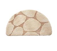 Washable Microfiber Bath Mat Anti-Slip Half-Round Bathroom Rug Soft Shower Mat 50x80cm (Brown 42x70cm) - Antibacterial Non-Slip Quick-Dry Design