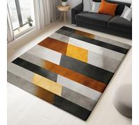 Washable Modern Abstract Geometric Rug with Durable Edge Binding Quality Dark Gray Printed Carpet for Living Room, Indoor Outdoor Low-Pile Rugs 120 x 170 cm