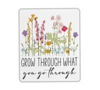 Washable Mouse Pad, Inspirational Grow Through What You Go Through Motivational Mouse Mat Non-Slip Desk Pad 25X30cm for Laptop Typing Gamer