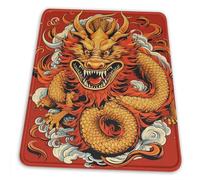 Washable Mousepads Golden Chinese Dragon Vintage Red 25X30Cm, Mouse Pad Ergonomic Desk Pad For Office Work Studying
