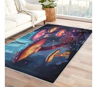 Washable Mushroom Psychedelic Small Rugs for Bedroom, Entryway, Mats and Rugs, Jungle Night Plant Bedroom Decor Area Rug, Non Slip Low Pile Soft Indoor Door Mat, 100 x 150 cm