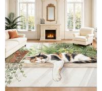 Washable Natural Peaceful Rug 120 x 160 cm, Low Pile Non-Slip Mountain Winter Ultra Thin Area Rug, Easy to Clean Carpet for Living Room Bedroom Nursery Dining Room Office