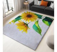 Washable Nature Simplicity Flowers Sunflowers Rug with Durable Edge Binding, Quality Cream Printed Carpet for Living Room, Indoor Outdoor Low-Pile Rugs 180 x 240 cm