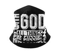 Washable Neck Scarf Christianty Faith Jesus-With God All Things Are Possible Bandana Multifunctional Tube Scarf For Tennis Outdoor Sports