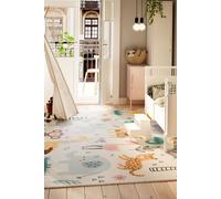 Washable & Non Slip Kids Animal Print Play Rug Kukoon Baby Blue 190cm x 280cm