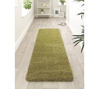 Washable Non-Slip Rug Shaggy Hall Runner Rug for Hallways Kitchen Bathroom Entrance Door Mat Living Room Bedside Bedroom Nursery Soft Plain Durable Runner Rug Olive Green, 67x200 cm (2'3"x6'7")