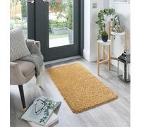 Washable Non-Slip Rug Shaggy Rug Floor Mat for Hallways Kitchen Bathroom Living Room Bedside Bedroom Nursery Kids Playroom Soft Plain Carpet Rectangle Rug Ochre X-Small 60x100 cm (2'x3'4")