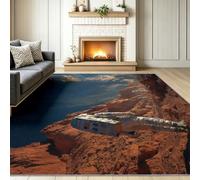 Washable Non-Slip Sci Fi Artistic Short Pile Rug 140 x 200 cm, Earth Tones Space Illustration Starry Sky Carpet Mat for Living Room Dining Kitchen Bathroom