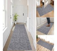 Washable NonSlip Kitchen Runner Rug 120 x 450 cm GreyHeavy DuHallway Mat Low Pile Area Rug for Bedroom & Entryway Perfect Door Mat