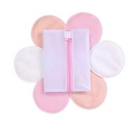 Washable Organic Bamboo Nursing Pads Contoured Reusable Breast Pads Soft Absorbent & Leak-Proof with Bonus Laundry Organza Bags (6pcs, White+Beige+Pink)