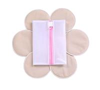 Washable Organic Bamboo Nursing Pads Contoured Reusable Breast Pads Soft Absorbent & Leak-Proof with Bonus Laundry Organza Bags (6pcs, Beige)
