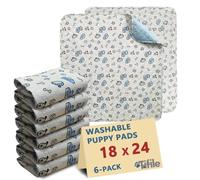 Washable Pee Pads for Dogs, 18x24in Reusable Puppy Pads, Absorbent Whelping Pads with Bone Print, Non-Slip Waterproof Pet Training Pads for Couch, Crate, Potty Training - 6 Pack