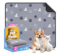 Washable Pee Pads for Dogs, 2 Pack Reusable Puppy Pads, Waterproof Pet Pee Pads for Dog Potty Training, Extra Large Dog Pee Pads for Crate, Playpen, and Whelping, Durable and Absorbent, Grey 24"x36"