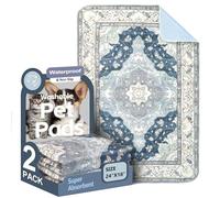 Washable Pee Pads for Dogs 2 Pack Reusable Puppy Training Pads 24"x18" Super Absorbent Waterproof Dog Training Pads, Non-Slip Potty Pads Whelping Pads Litter Mat Pet Supplies - Navy/Mix
