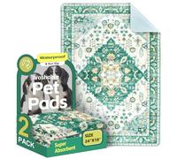Washable Pee Pads for Dogs 2 Pack Reusable Puppy Training Pads 24"x18" Super Absorbent Waterproof Dog Training Pads, Non-Slip Potty Pads Whelping Pads Litter Mat Pet Supplies - Green Medallion
