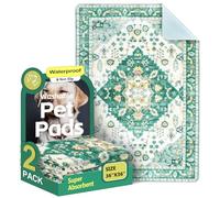 Washable Pee Pads for Dogs 2 Pack Reusable Puppy Training Pads 36"x36" Super Absorbent Waterproof Dog Training Pads, Non-Slip Potty Pads Whelping Pads Litter Mat Pet Supplies - Green Medallion