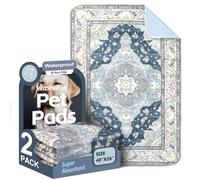 Washable Pee Pads for Dogs 2 Pack Reusable Puppy Training Pads 40"x26" Super Absorbent Waterproof Dog Training Pads, Non-Slip Potty Pads Whelping Pads Litter Mat Pet Supplies - Navy/Mix