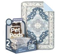 Washable Pee Pads for Dogs 2 Pack Reusable Puppy Training Pads 48"x32" Super Absorbent Waterproof Dog Training Pads, Non-Slip Potty Pads Whelping Pads Litter Mat Pet Supplies - Navy/Mix