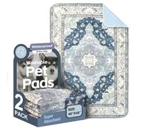 Washable Pee Pads for Dogs 2 Pack Reusable Puppy Training Pads 48"x48" Super Absorbent Waterproof Dog Training Pads, Non-Slip Potty Pads Whelping Pads Litter Mat Pet Supplies - Navy/Mix